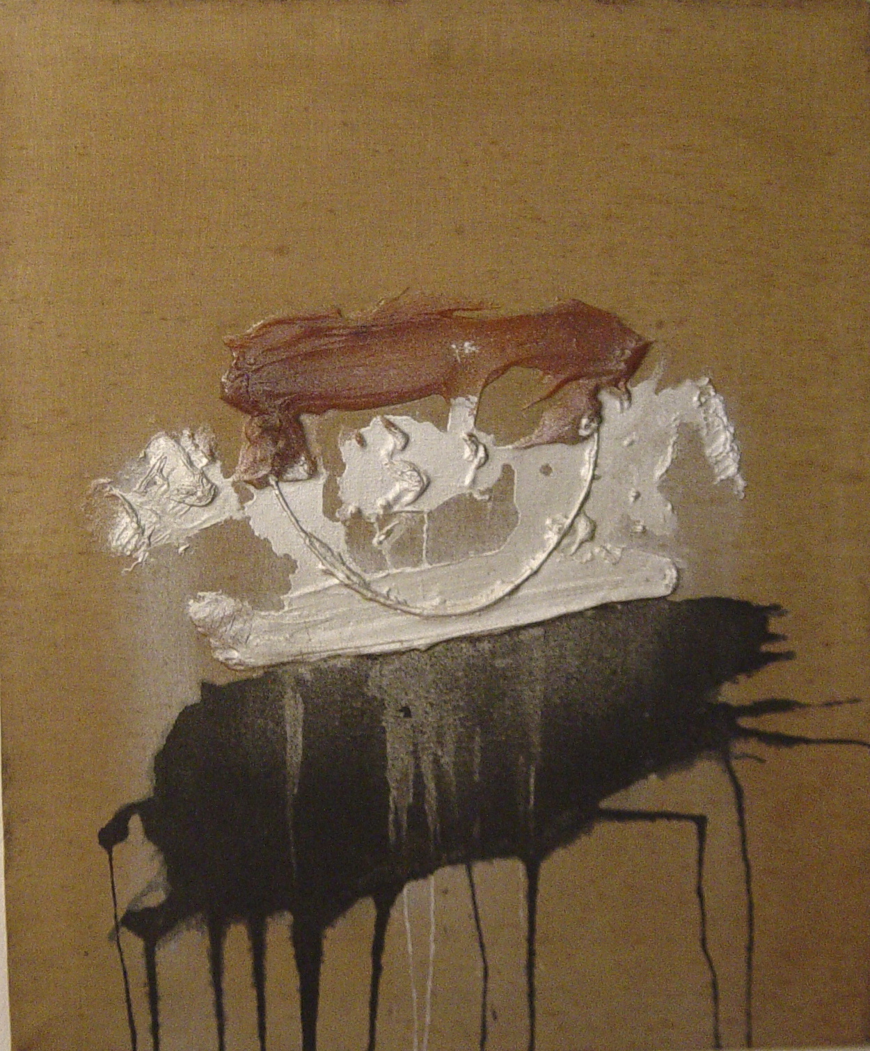 Senza titolo, 1970, colla, polvere d'argento e colore su tela, 73 x 60 cm