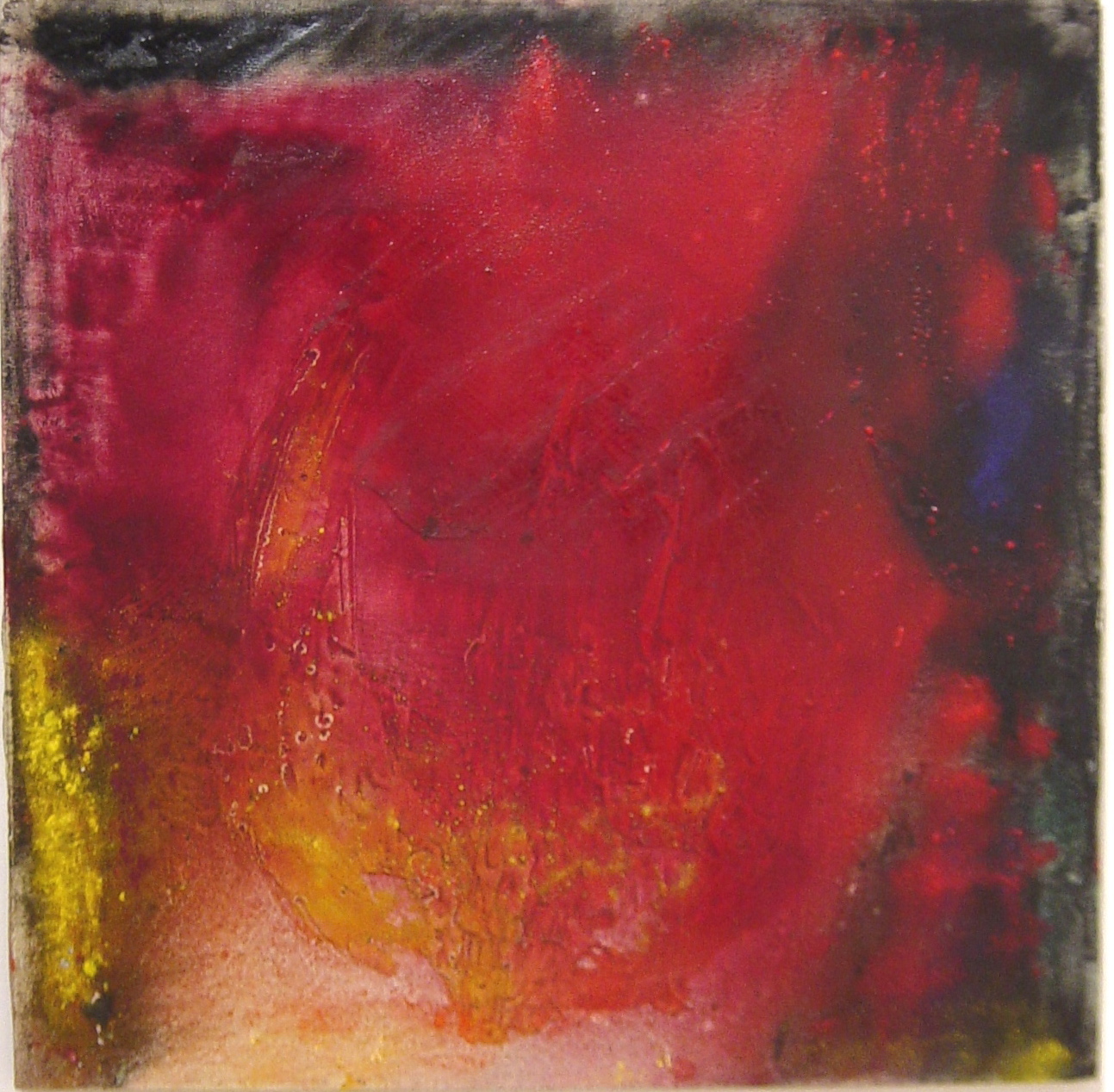 Senza titolo, 1969, colori in polvere su tela, 110 x 110 cm