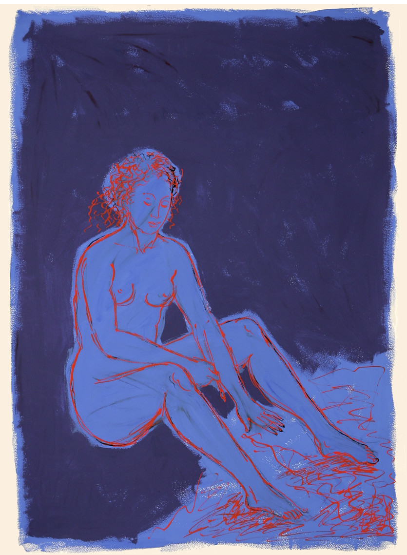 Clara Brasca, Disegnando, 2006, tempera vinilica su carta, 140 x 100 cm