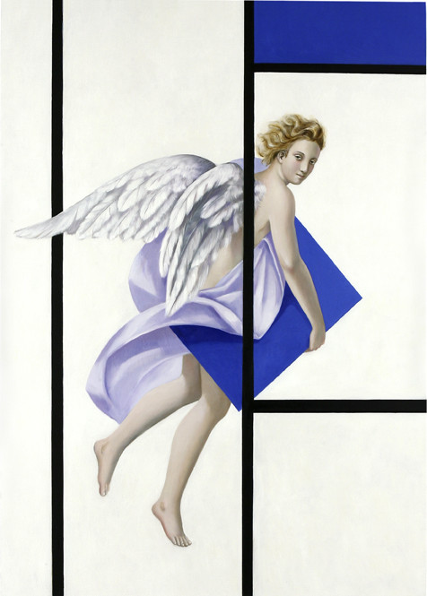 Clara Brasca, Geometrie angeliche, 2008, olio su lino, 140x100 cm