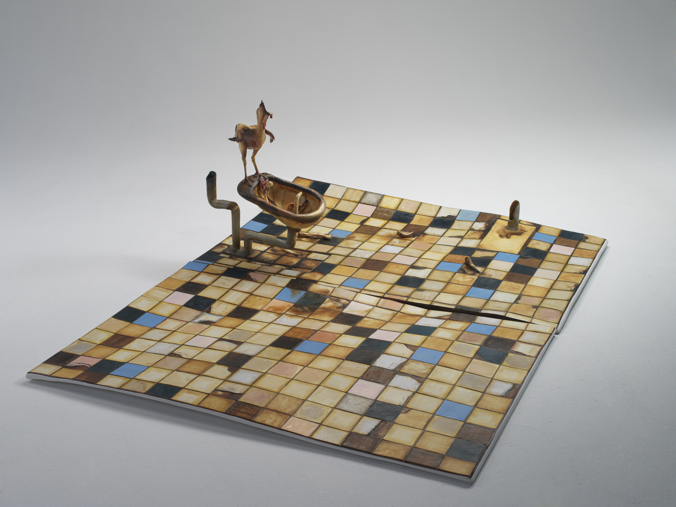 Interno/3, 2007, cartone, resina, cera, colori industriali, stoffa, 175 x 235 x 81 cm