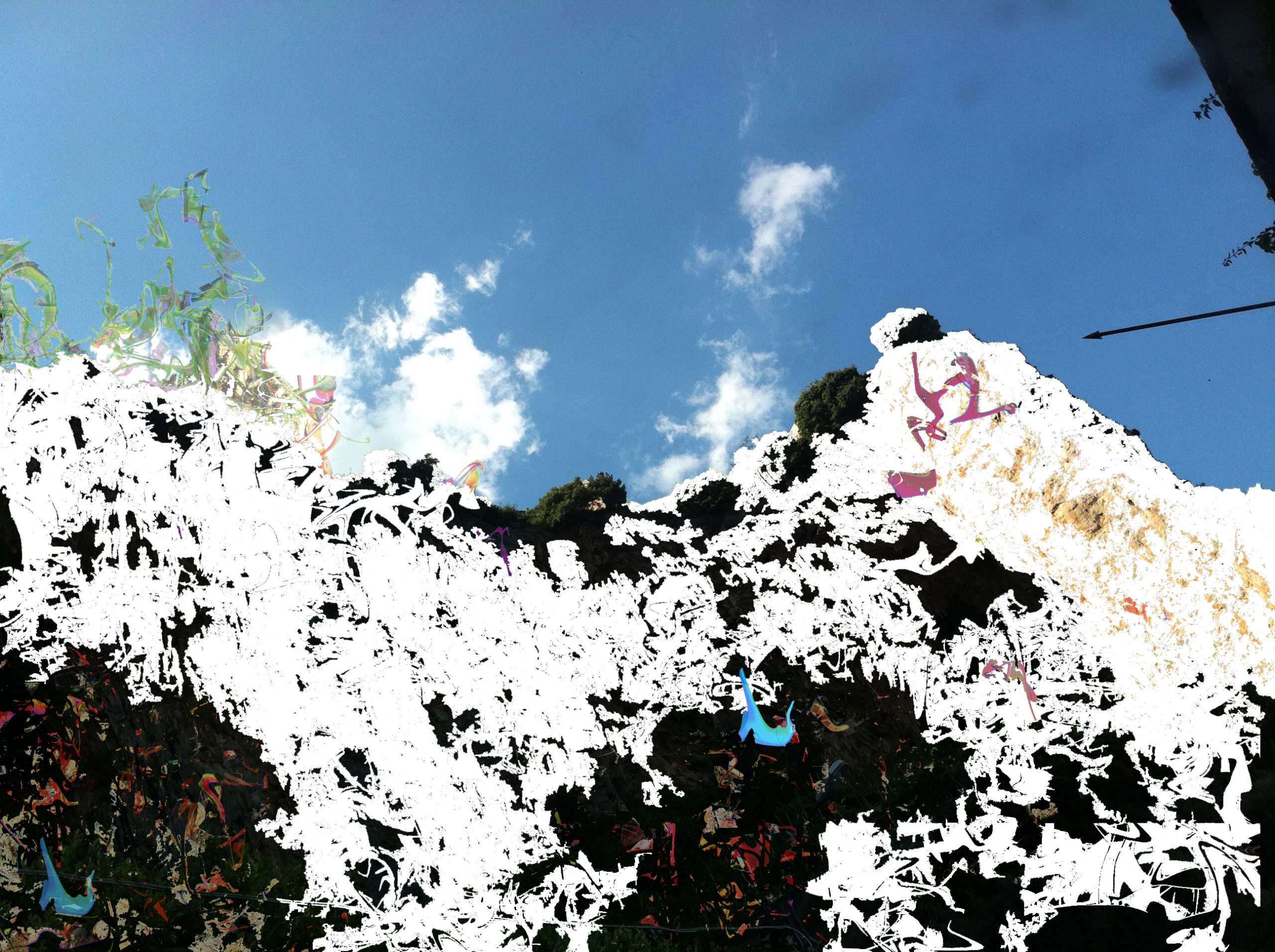 Gianluca Capozzi, Forest, 2014, matite colorate, pennarello, acrilico su foto, digitalizzata e stampata su plexiglass trasparente, 50x67x0,8 cm