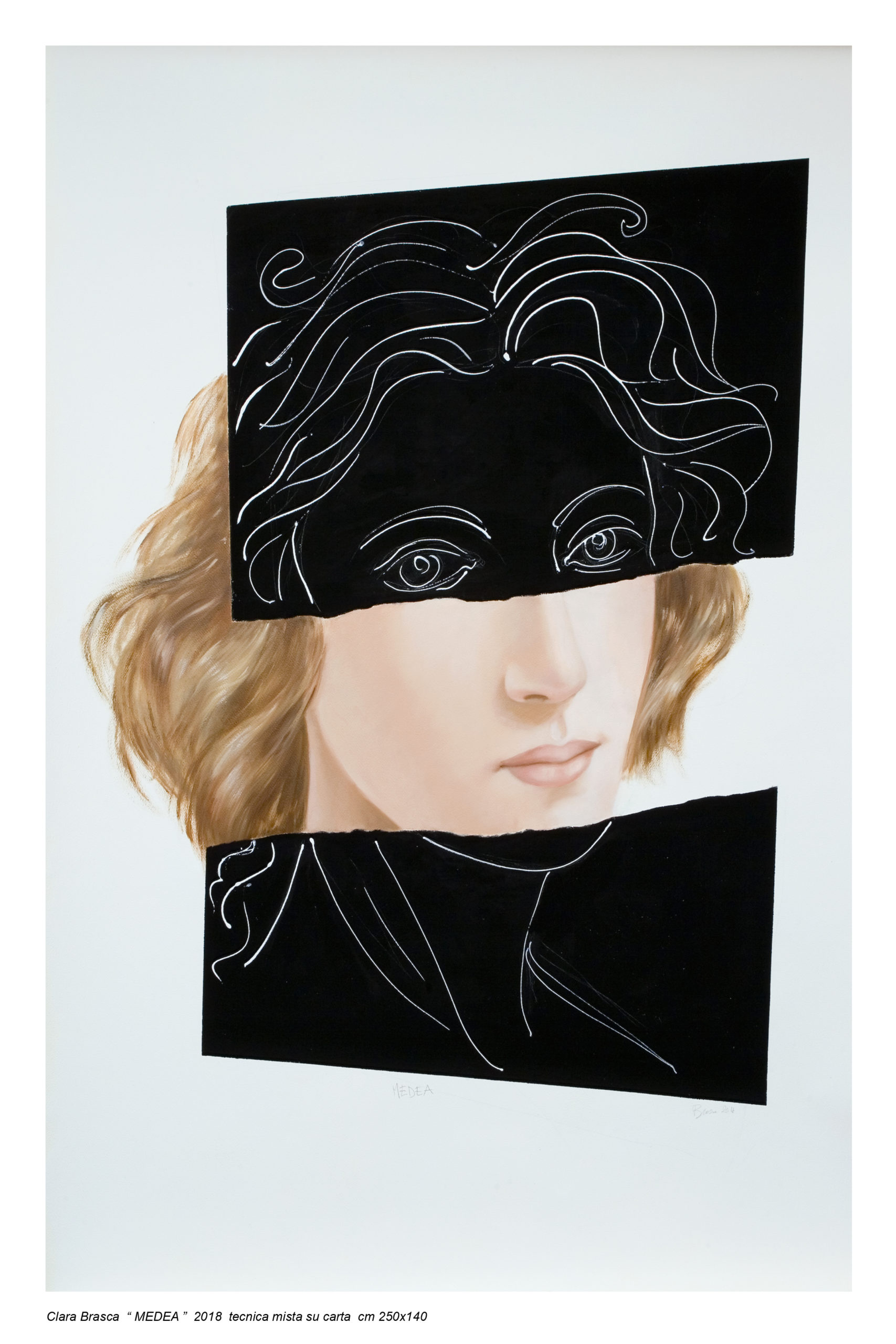 Clara Brasca, Medea, 2018, tecnica mista su carta, 250 x 140 cm